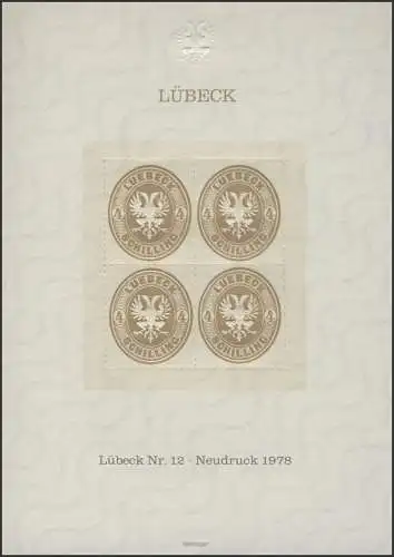 Sonderdruck Lübeck Nr. 12 Viererblock Neudruck 1978