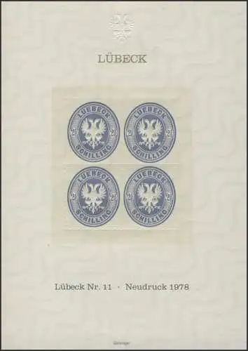 Sonderdruck Lübeck Nr. 11 Viererblock Neudruck 1978