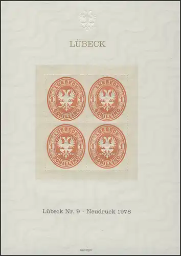Sonderdruck Lübeck Nr. 9 Viererblock Neudruck 1978