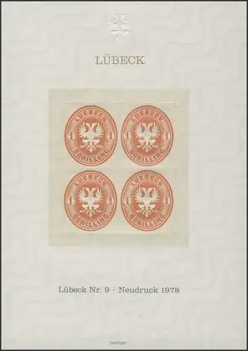 Sonderdruck Lübeck Nr. 9 Viererblock Neudruck 1978