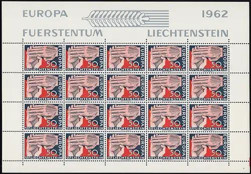 418 Europa / CEPT 1962, Kleinbogen mit Formnummer 3 (rechts unten) **
