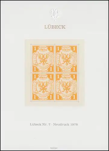 Sonderdruck Lübeck Nr. 7 Viererblock Neudruck 1978