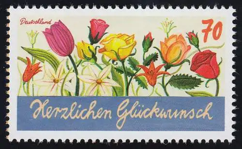 3232 Schreibanlässe: Herzlichen Glückwunsch, 10 nasskl. Einzelmarken, alle **