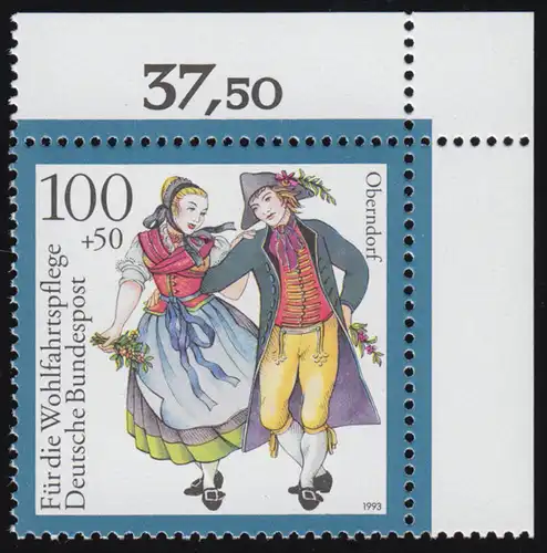 1699 Trachten 100+50 Pf Oberndorf ** Ecke o.r.