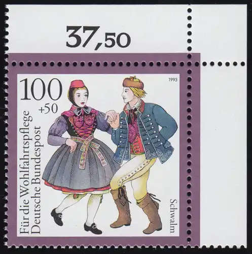 1698 Trachten 100+50 Pf Schwalm ** Ecke o.r.