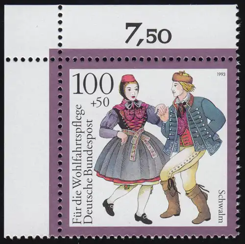 1698 Trachten 100+50 Pf Schwalm ** Ecke o.l.