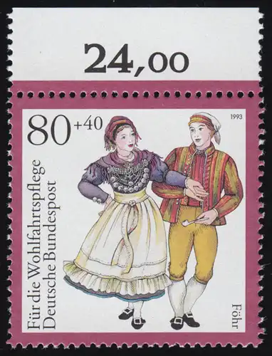 1697 Trachten 80+40 Pf Föhr ** Oberrand