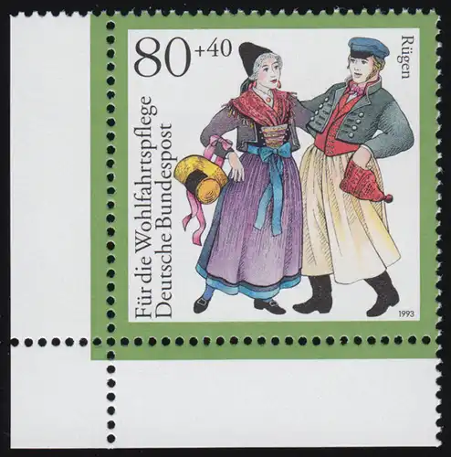 1696 Trachten 80+40 Pf Rügen ** Ecke u.l.