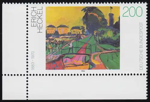 1749 Peinture allemande 200 Pf Heckel ** coin et l.