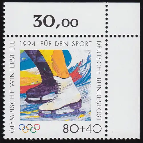 1717 Eiskunstlauf 80+40 Pf ** Ecke o.r.