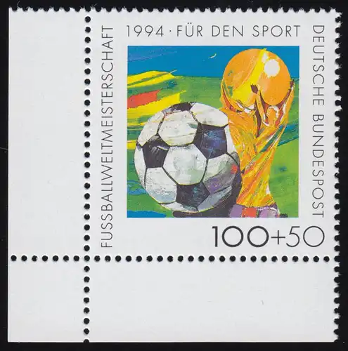1718 Fußball 100+50 Pf ** Ecke u.l.