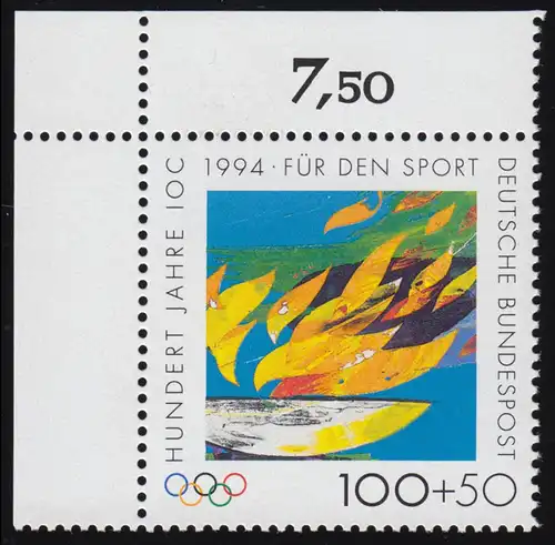 1719 Olympische Flamme 100+50 Pf ** Ecke o.l.