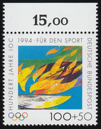 1719 Olympische Flamme 100+50 Pf ** Oberrand