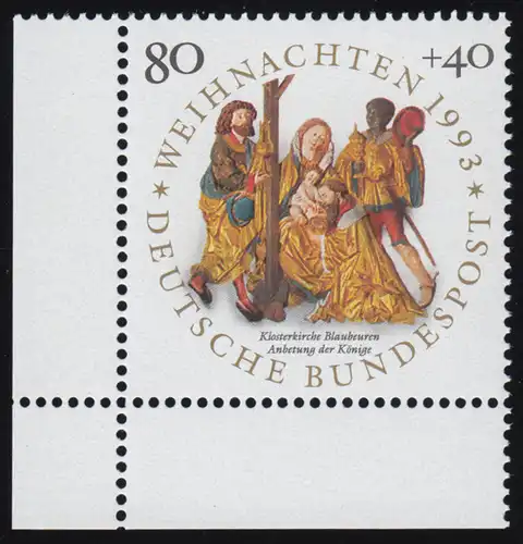 1707 Weihnachten 80+40 Pf ** Ecke u.l.