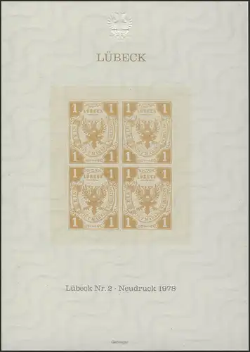 Sonderdruck Lübeck Nr. 2 Viererblock Neudruck 1978
