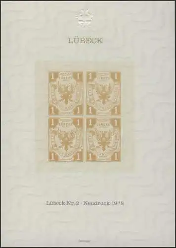 Sonderdruck Lübeck Nr. 2 Viererblock Neudruck 1978