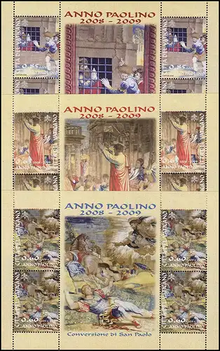 1619-1621 Jahr des Apostels Paulus 2008 als Kleinbogen-Satz ** / MNH