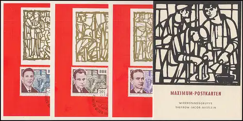 1014-1016 Widerstandsgruppe Saefkow - Jacob - Bästlein auf 3 Maximum-Karten 1964
