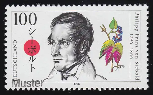 1842 Japanforscher Philipp Franz von Siebold, Muster-Aufdruck