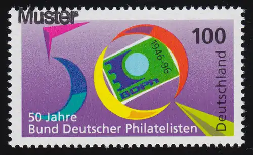 1878 Tag der Briefmarke und 50 Jahre BDPh, Muster-Aufdruck