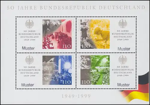 Block 49 50 Jahre Bundesrepublik Deutschland 1999, Muster-Aufdruck