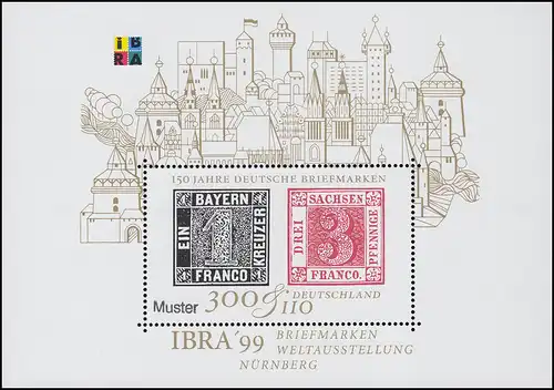 Block 46 Briefmarkenausstellung IBRA Nürnberg 1999, Muster-Aufdruck