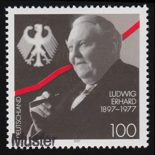 1904 Bundeskanzler und Politiker Ludwig Erhard, Muster-Aufdruck