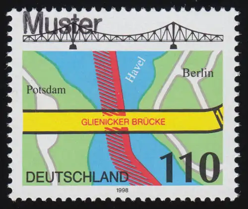 1967 Brücken: Glienicker Brücke über die Havel, Muster-Aufdruck