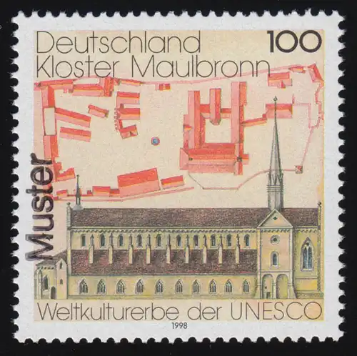 1966 Patrimoine mondial de l'UNESCO: Monastère Maulbronn, imprimé modèle