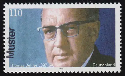 1963 Politiker Thomas Dehler, Muster-Aufdruck
