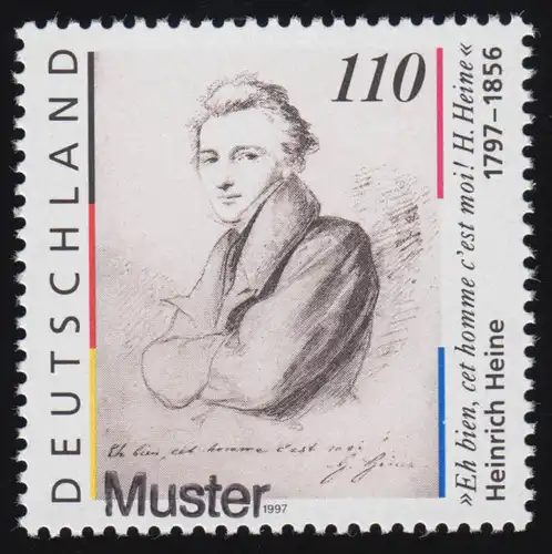 1962 Dichter Heinrich Heine, Muster-Aufdruck