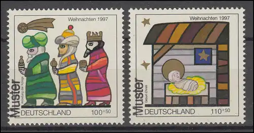 1959-1960 Weihnachten, 2 Werte komplett, Satz mit Muster-Aufdruck