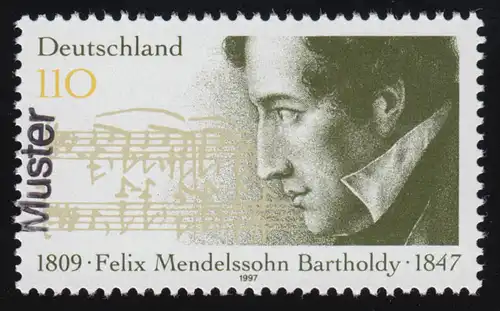 1953 Komponist Felix Mendelssohn Bartholdy, Muster-Aufdruck