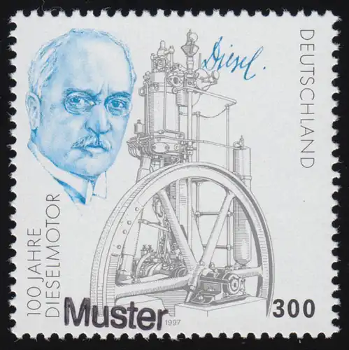 1942 Rudolf Diesel - 100 Jahre Dieselmotor, Muster-Aufdruck