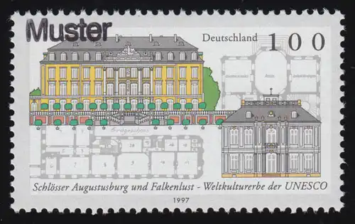 1913 Schlösser Augustusburg und Falkenlust, Muster-Aufdruck