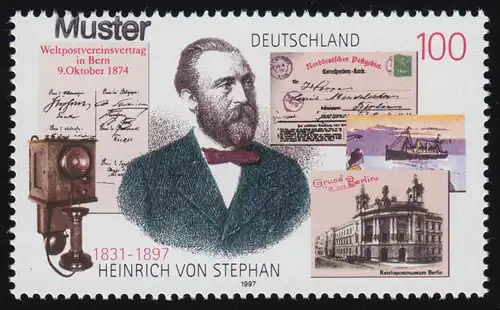 1912 Generalpostmeister Heinrich von Stephan, Muster-Aufdruck