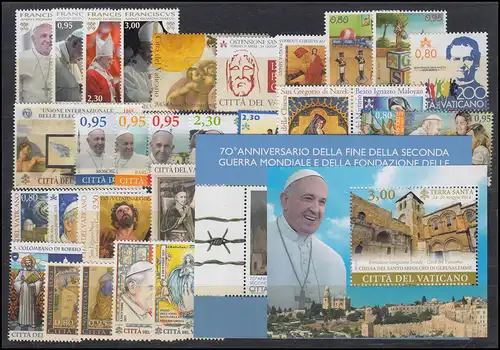 1827-1858 Vatikan-Jahrgang 2015 komplett, postfrisch ** / MNH