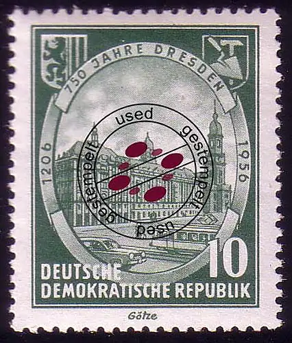 524 Dresden 10 Pf Kreuzkirche, Rathaus, gestempelt O