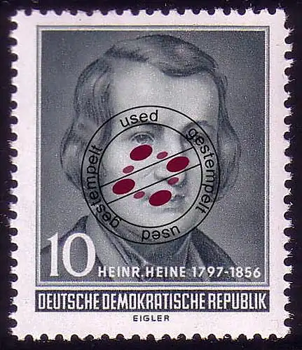 516 YII Heinrich Heine 10 Pf Wz.2 YII O