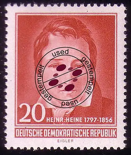 517 YII Heinrich Heine 20 Pf Wz.2 YII O