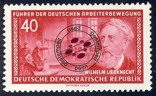 477 XII Wilhelm Liebknecht 40 Pf Wz.2 XII O