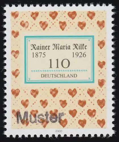 2154 Schriftsteller Rainer Maria Rilke, Muster-Aufdruck