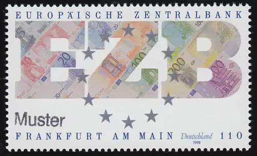 2000 Gründung der Europäischen Zentralbank EZB, Muster-Aufdruck