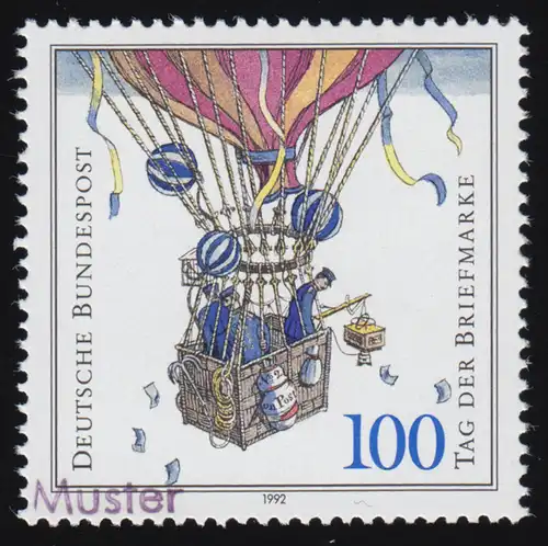 1638 Tag der Briefmarke: Ballonpost, Muster-Aufdruck