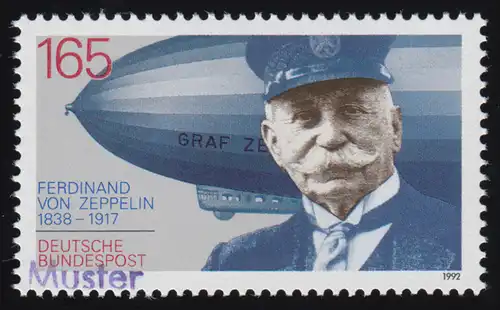 1597 Erfinder Ferdinand Graf von Zeppelin, Muster-Aufdruck