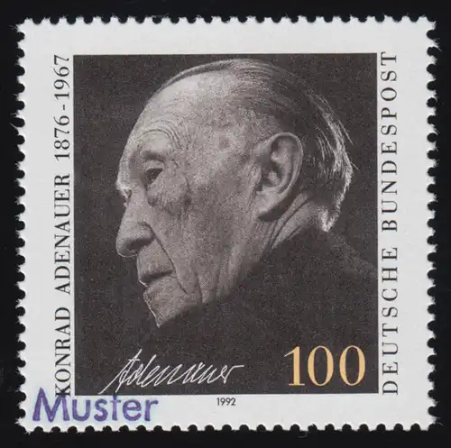 1601 Bundeskanzler Konrad Adenauer, Muster-Aufdruck