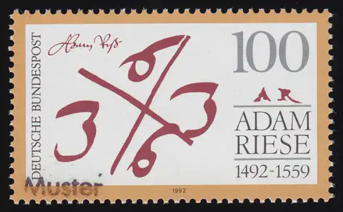 1612 Rechenmeister Adam Riese, Muster-Aufdruck