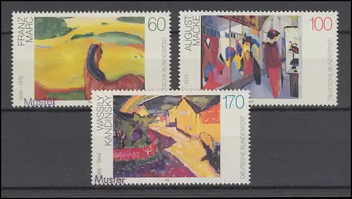 1617-1619 Deutsche Malerei Marc Macke Kandinsky, Satz mit Muster-Aufdruck