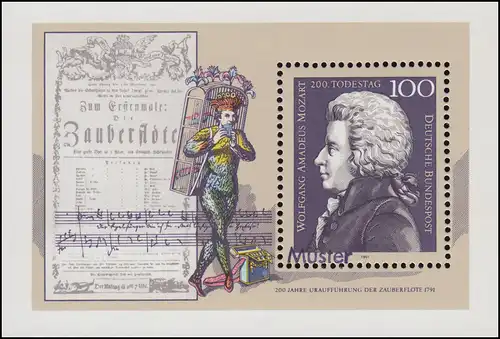 Block 26 Compositeur Wolfgang Amadeus Mozart, impression de motif