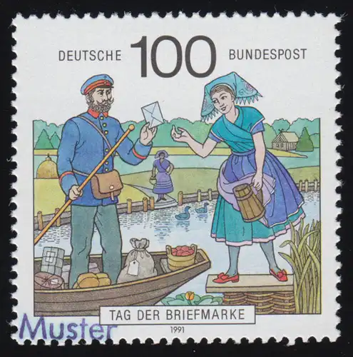 1570 Tag der Briefmarke: Briefträger im Spreewald, Muster-Aufdruck